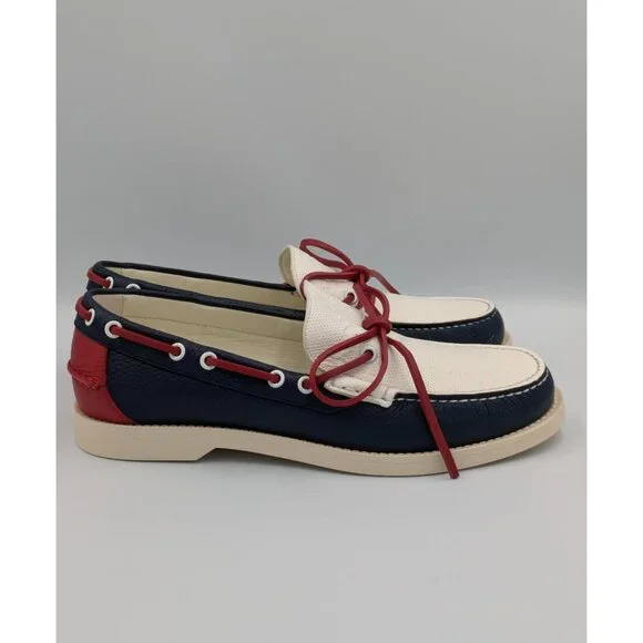 Gucci Men's Riverside Moccasin Calfskin GG Boat Shoes Blue/Off White 745968 UK9 - Picture 4 of 12